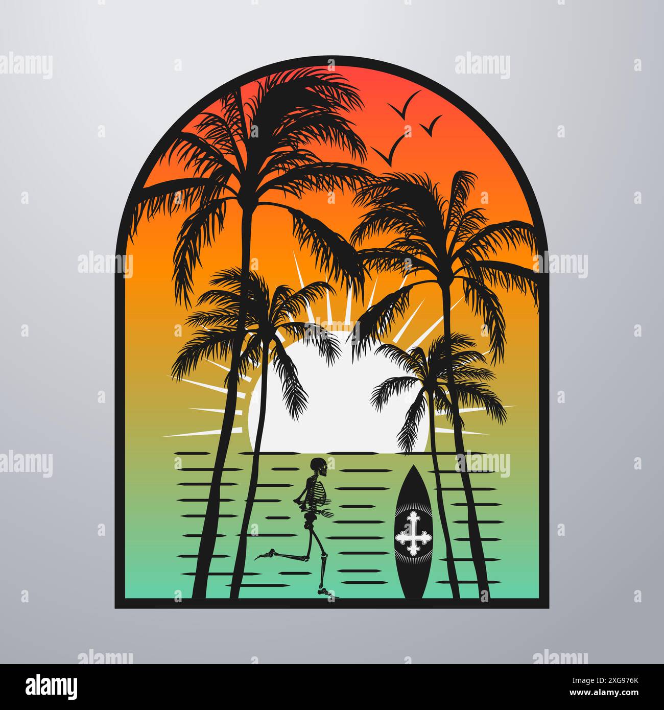 Summer Time On The Beach Poster Artwork Stock Vector Image & Art - Alamy