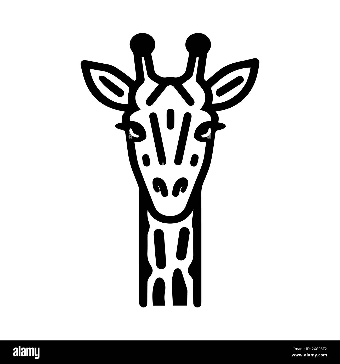 Giraffe icon or modern line symbol. Vector line art and icon design with bold outline. Black and white Pixel Perfect minimalistic symbol isolated whit Stock Vector