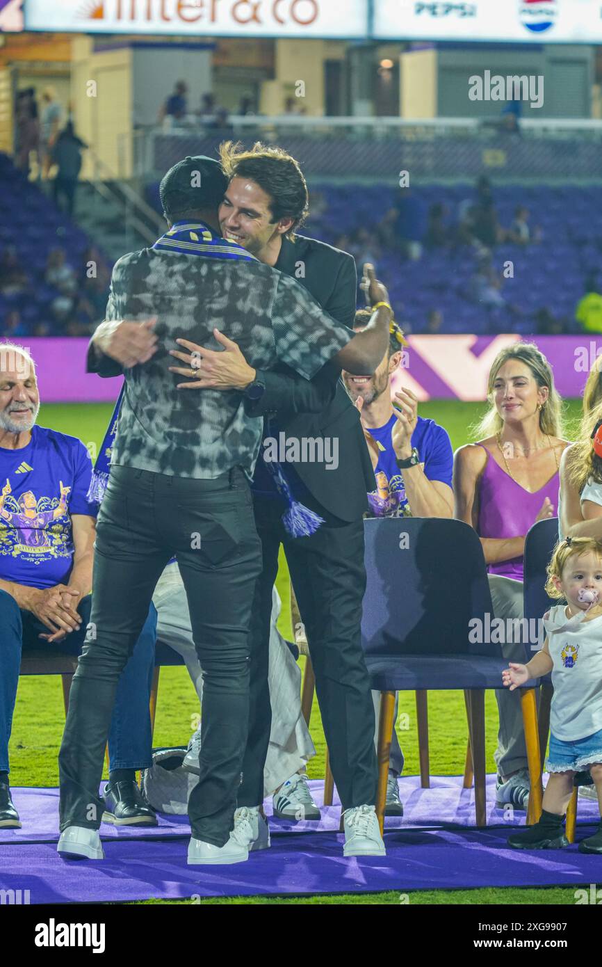 Orlando, Florida, USA, July 6, 2024, Kevin Molino sharing a hug with ...