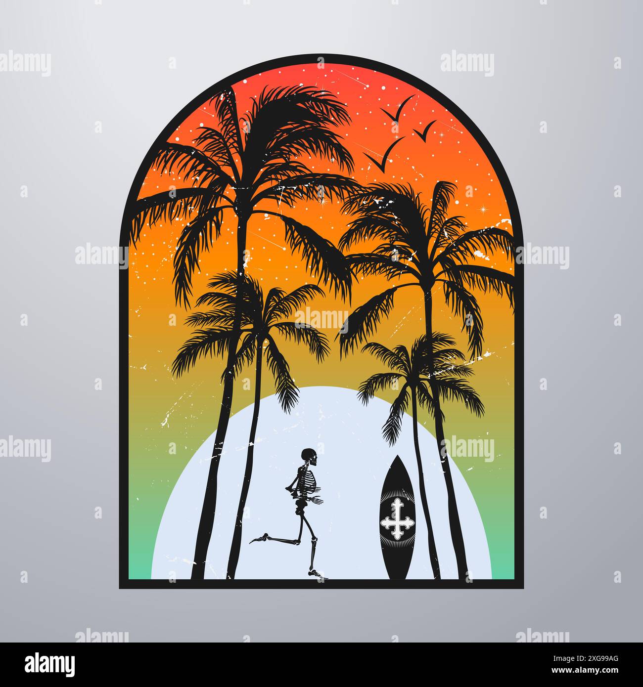 Summer Time On The Beach Poster Artwork Stock Vector Image & Art - Alamy