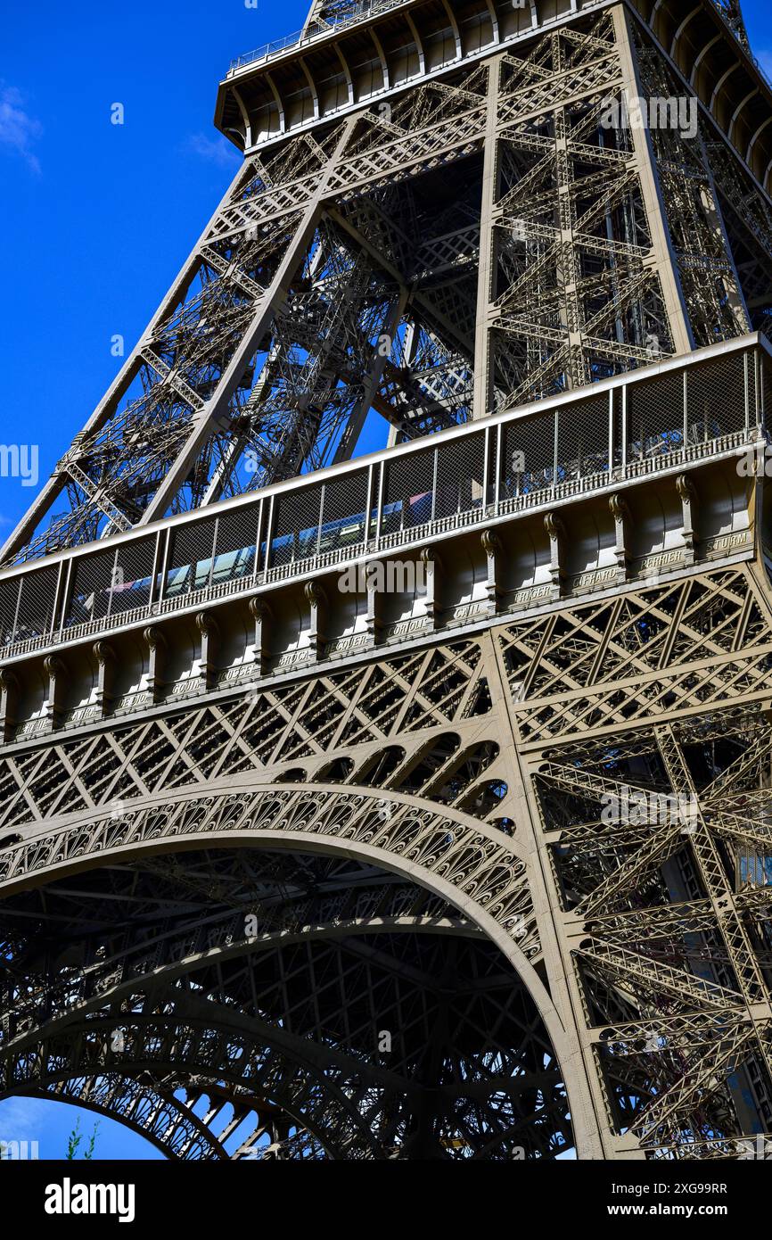 Eiffel Tower ready for the Olympics, Paris Stock Photo