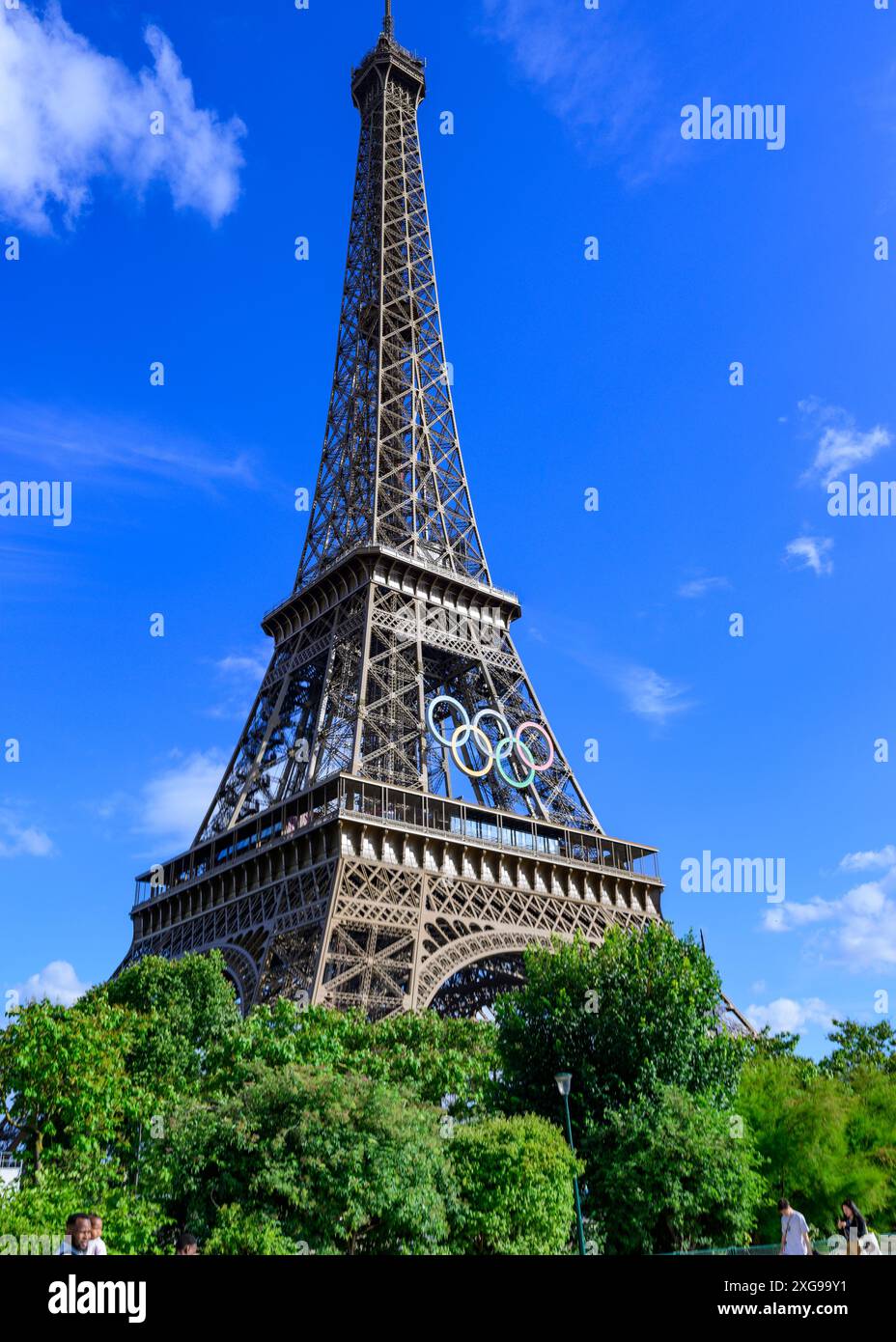 Eiffel Tower ready for the Olympics, Paris Stock Photo