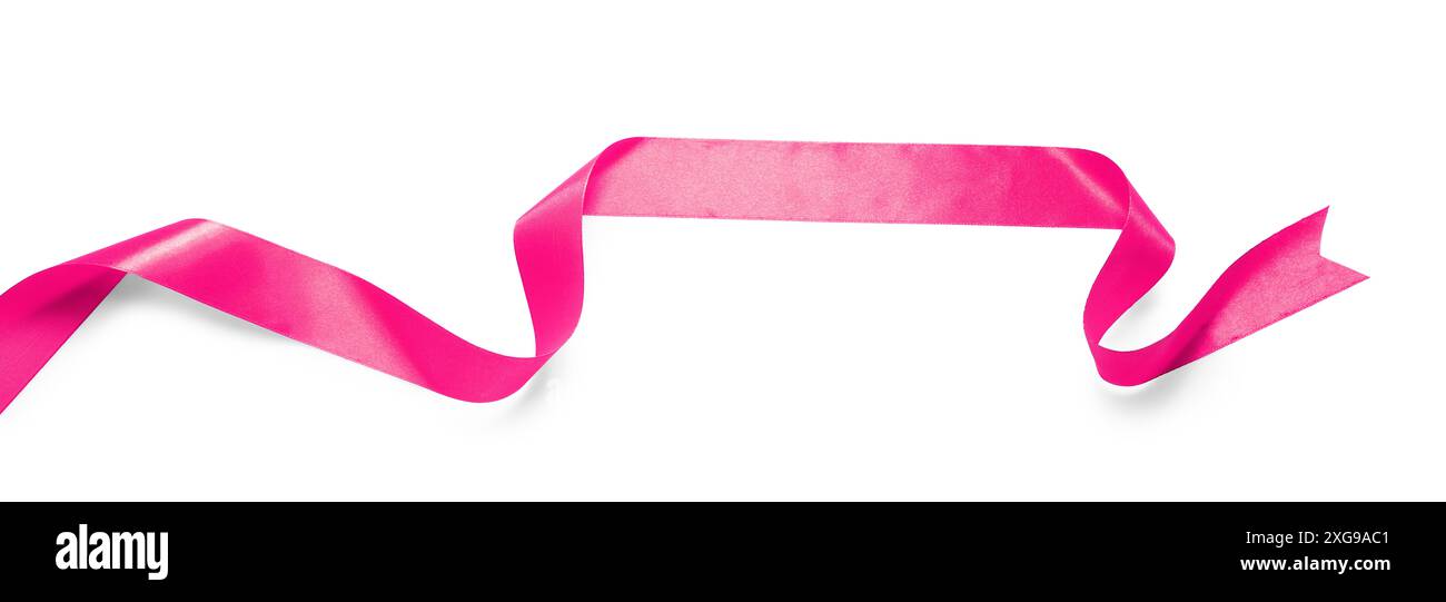 One pink satin ribbon isolated on white Stock Photo - Alamy