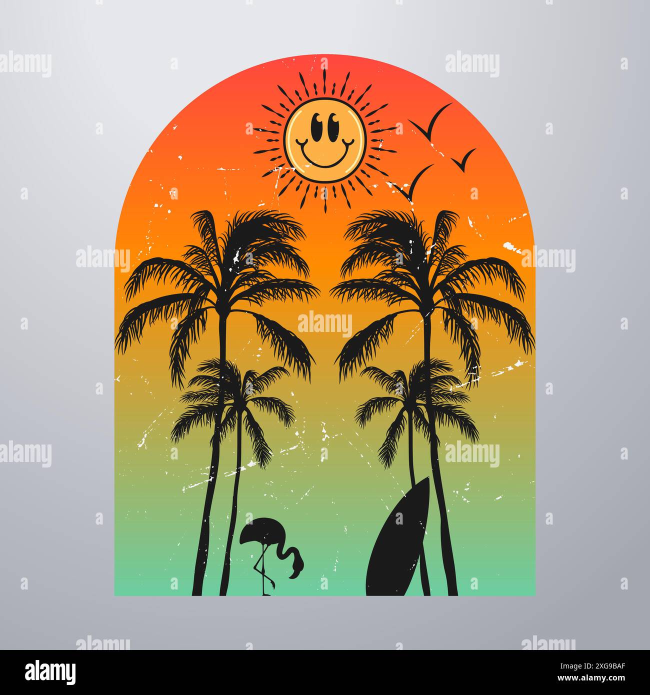 Summer Time On The Beach Poster Artwork Stock Vector Image & Art - Alamy