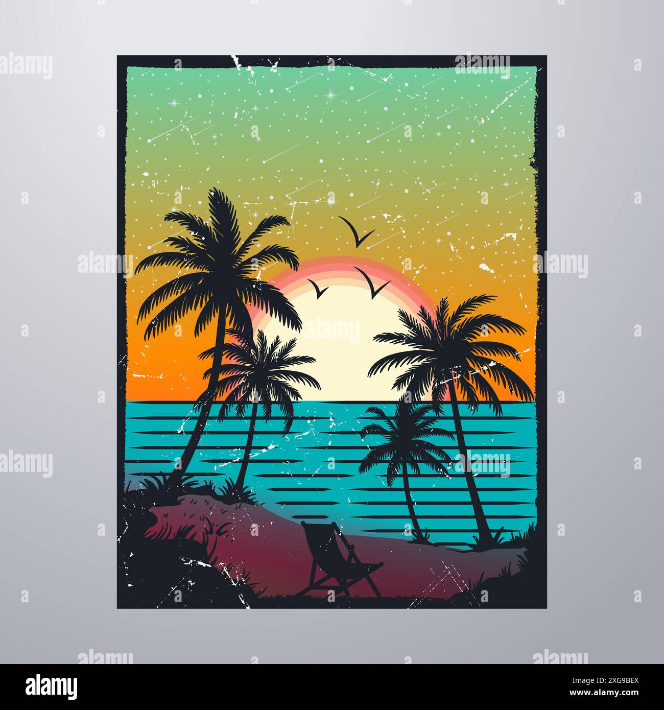 Summer Time On The Beach Poster Artwork Stock Vector Image & Art - Alamy
