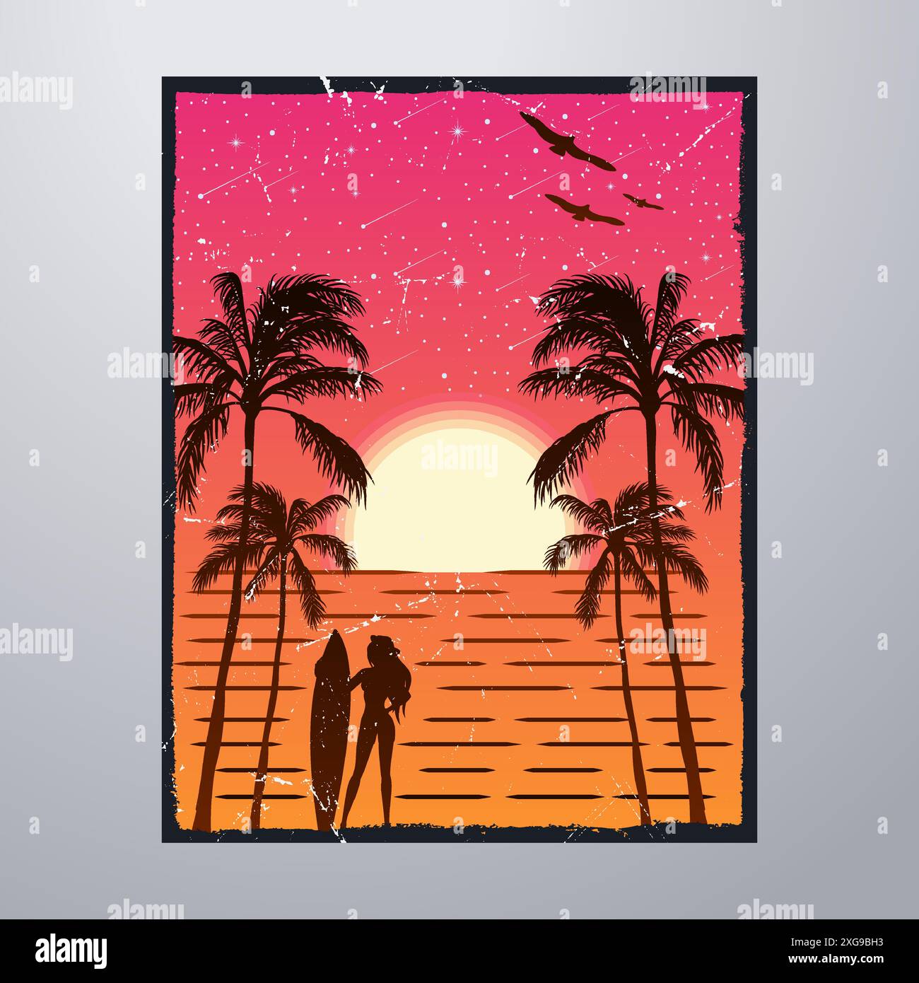 Summer Time On The Beach Poster Artwork Stock Vector Image & Art - Alamy