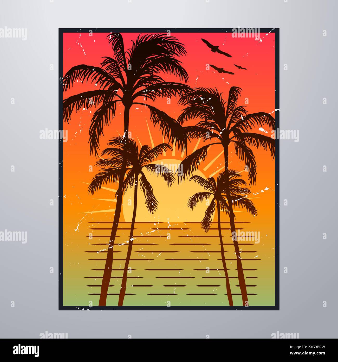 Summer Time On The Beach Poster Artwork Stock Vector Image & Art - Alamy