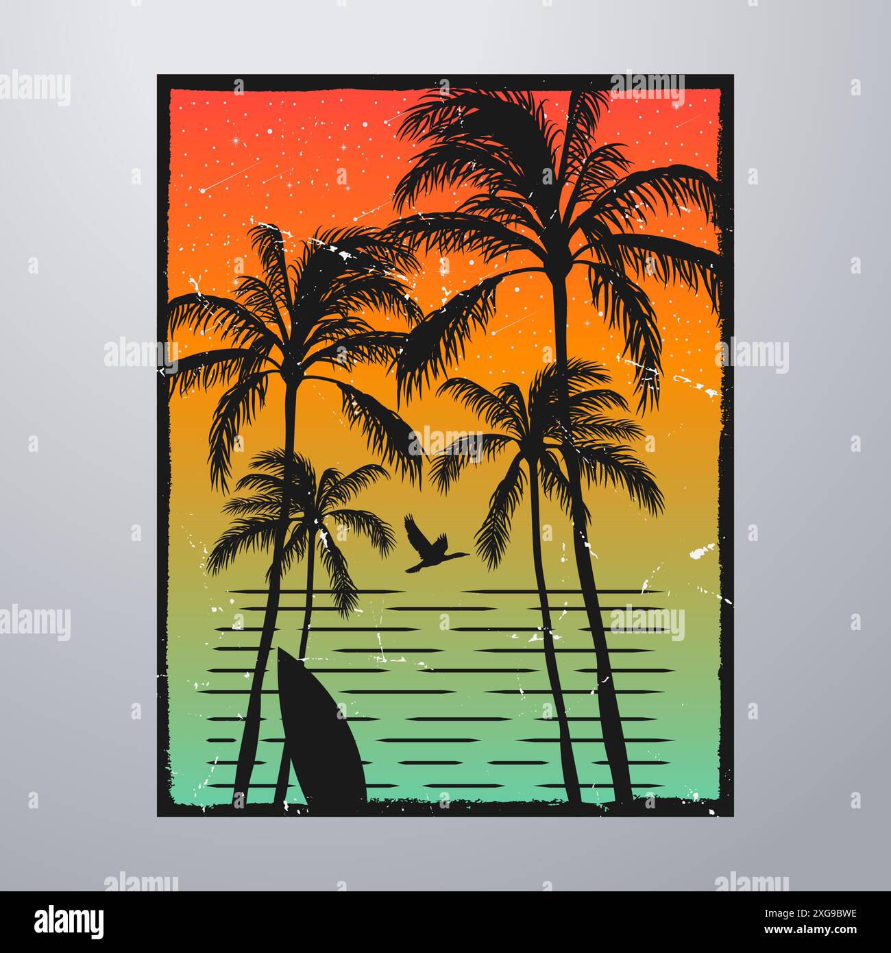 Summer Time On The Beach Poster Artwork Stock Vector Image & Art - Alamy