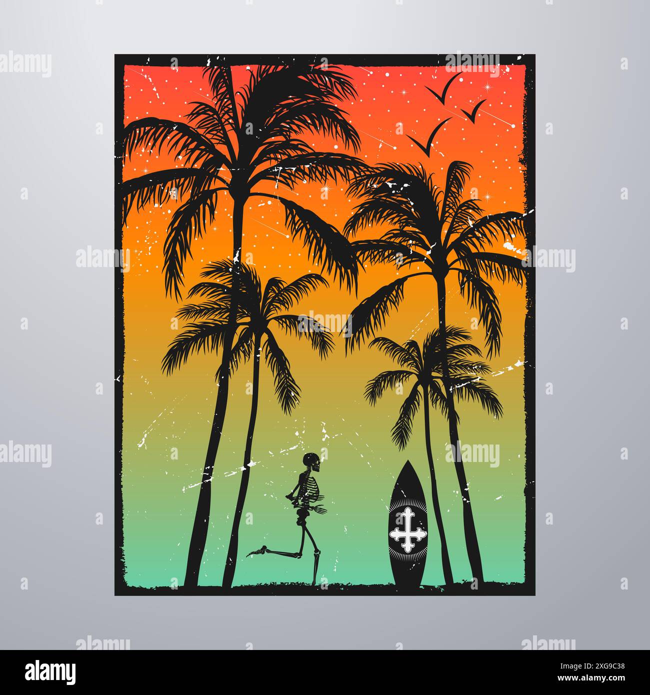 Summer Time On The Beach Poster Artwork Stock Vector Image & Art - Alamy