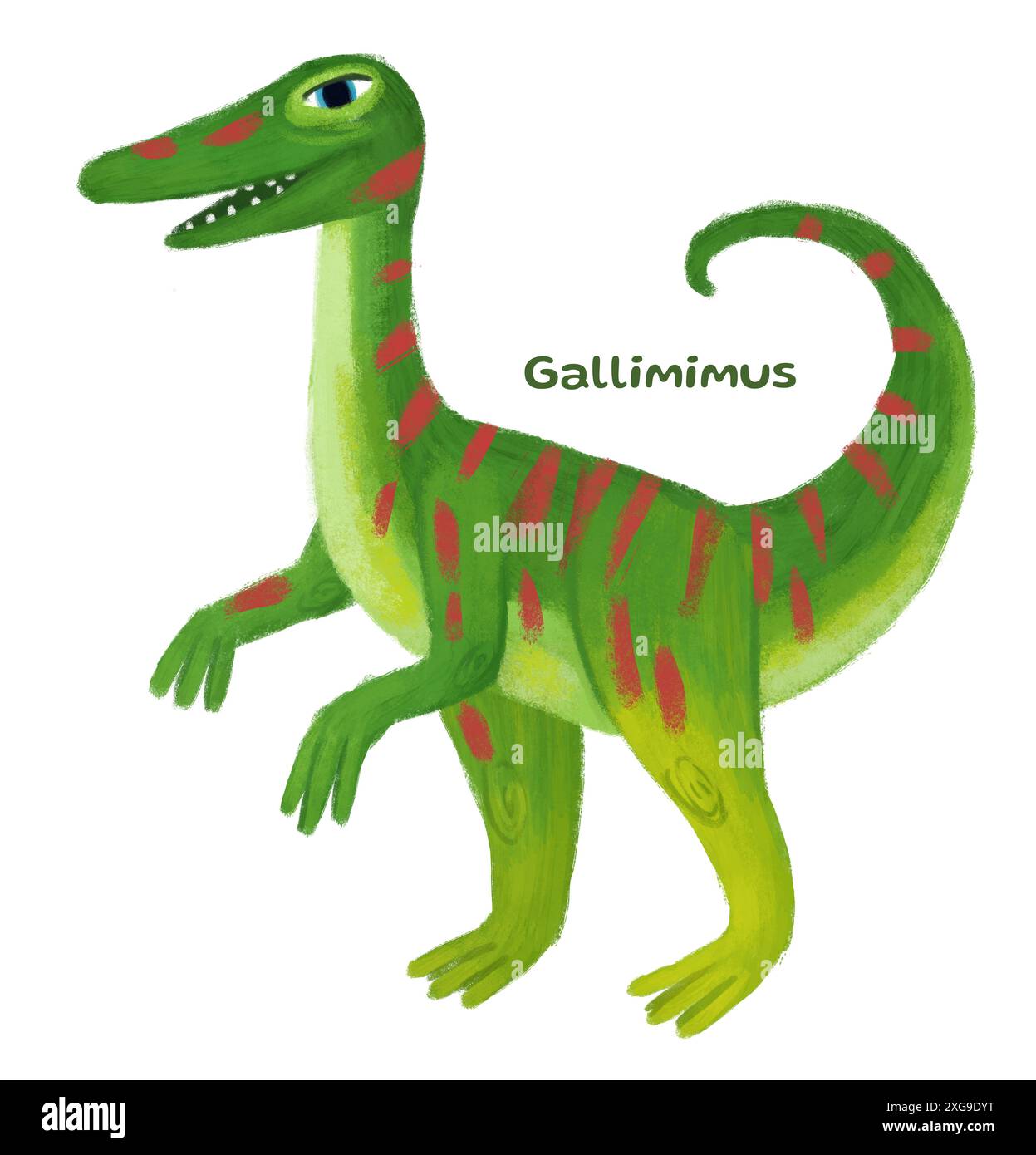 cartoon happy and funny colorful prehistoric dinosaur dino gallimimus ...