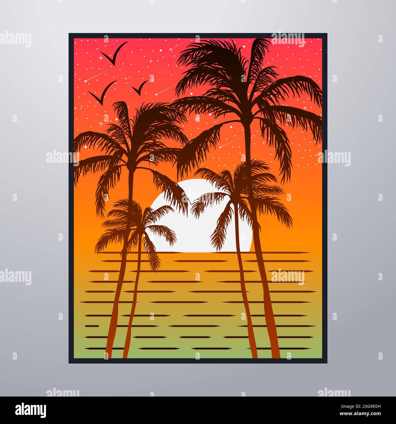 Summer Time On The Beach Poster Artwork Stock Vector Image & Art - Alamy