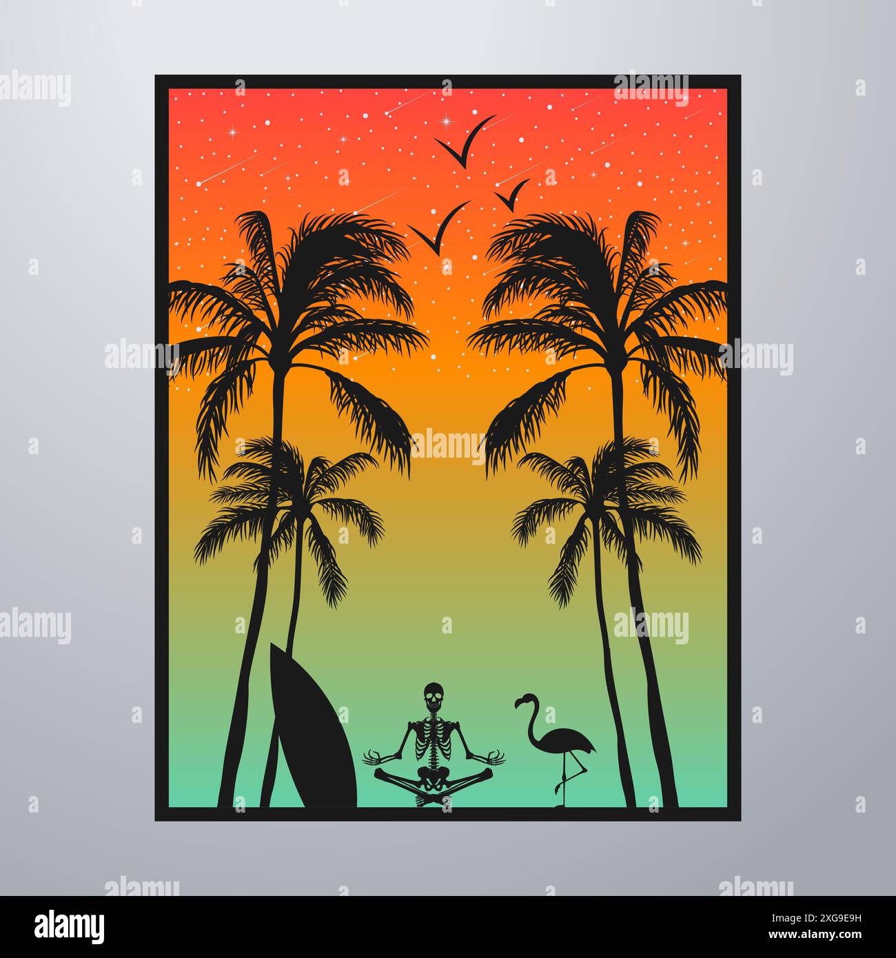 Summer Time On The Beach Poster Artwork Stock Vector Image & Art - Alamy