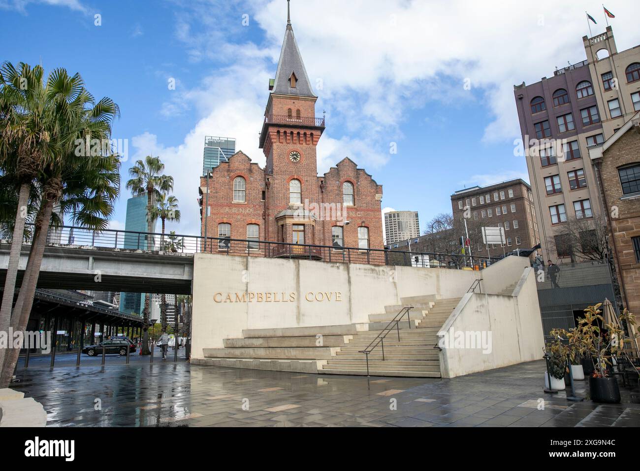 Campbells Cove in the historic Rocks area of Sydney city centre with the ASNC historic building behind, Sydney,NSW,Australia Stock Photo