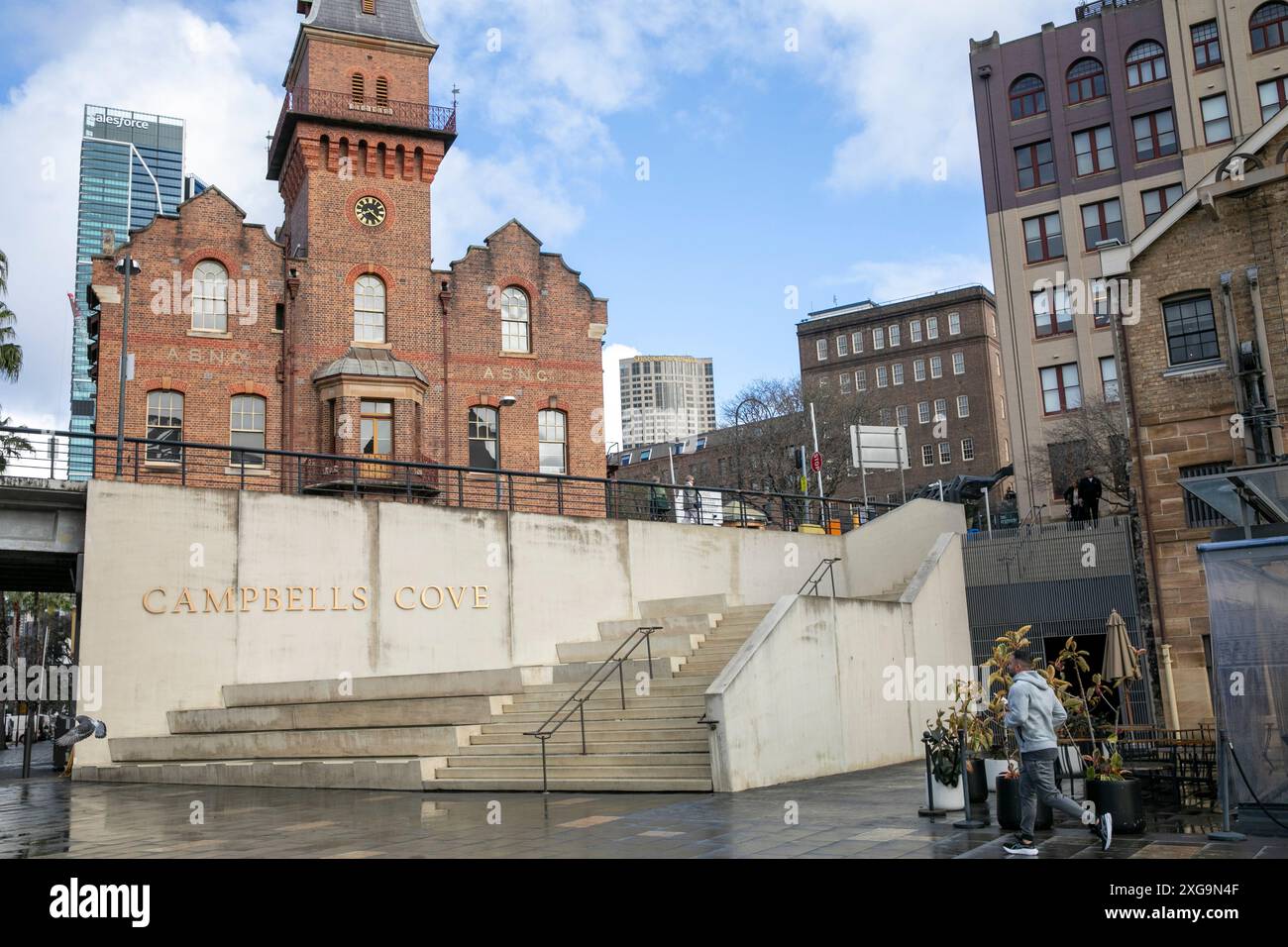 Campbells Cove in the historic Rocks area of Sydney city centre with the ASNC historic building behind, Sydney,NSW,Australia Stock Photo