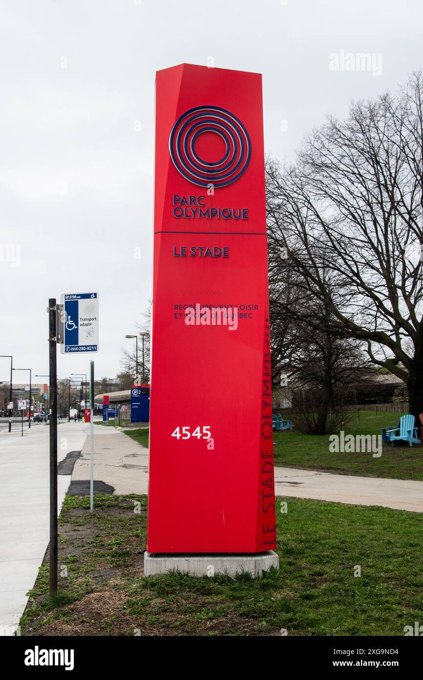 Stadium sign at Olympic Park in Montreal, Quebec, Canada Stock Photo
