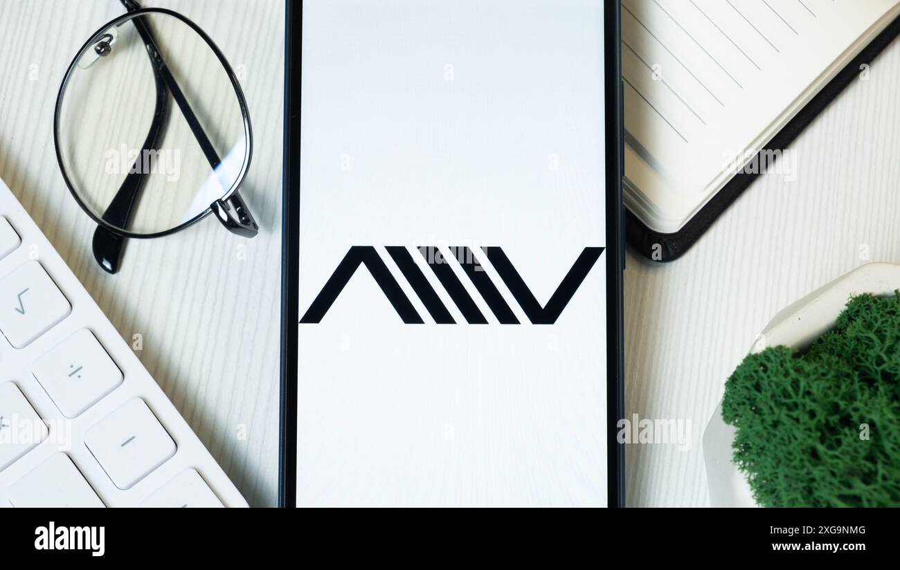 New York, USA - 1 June 2024: Atlis Motor Vehicles Logo on Phone Screen, Company Icon. Stock Photo