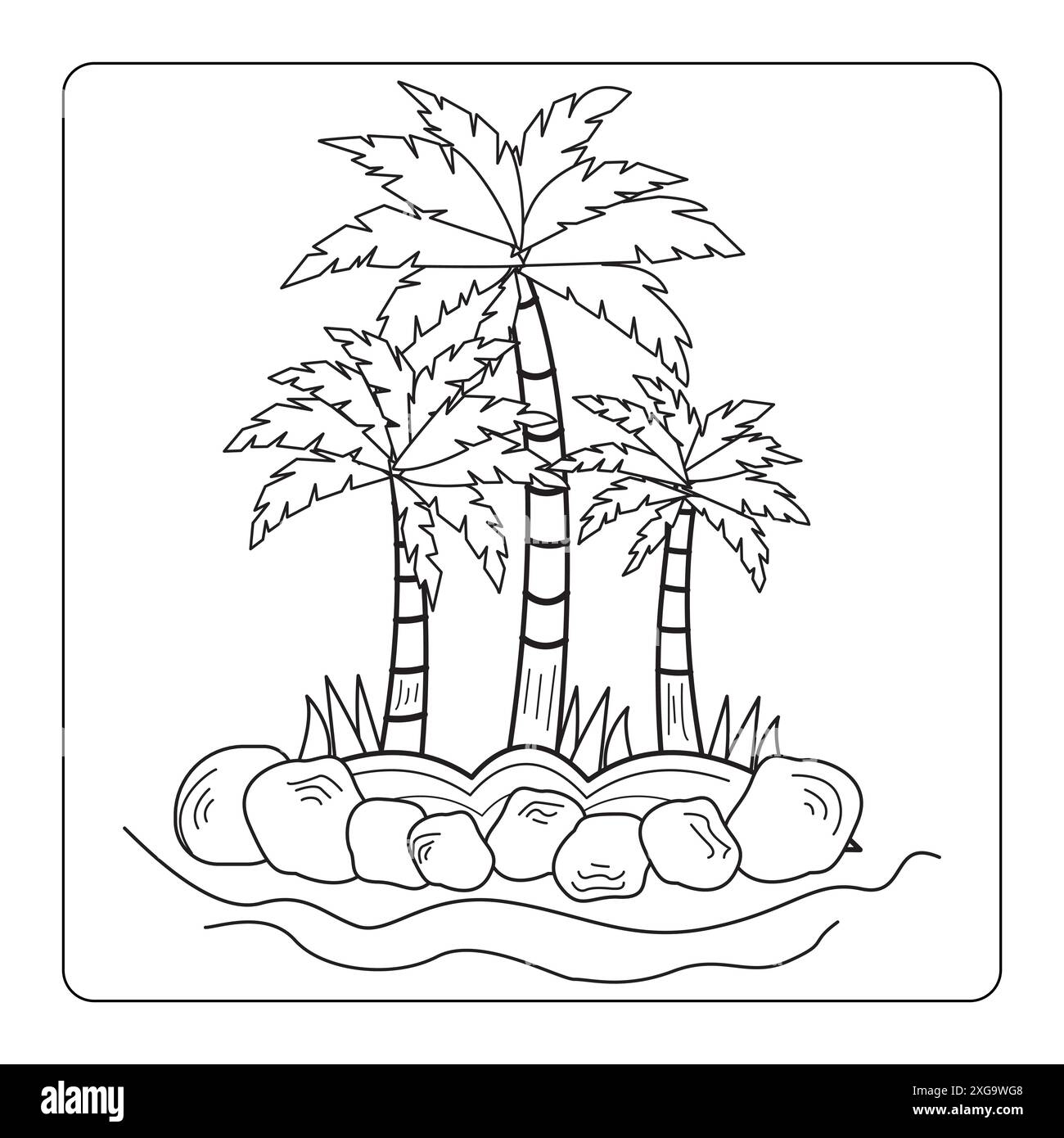 Palm trees coloring book or page Beautiful palma tree set illustration ...