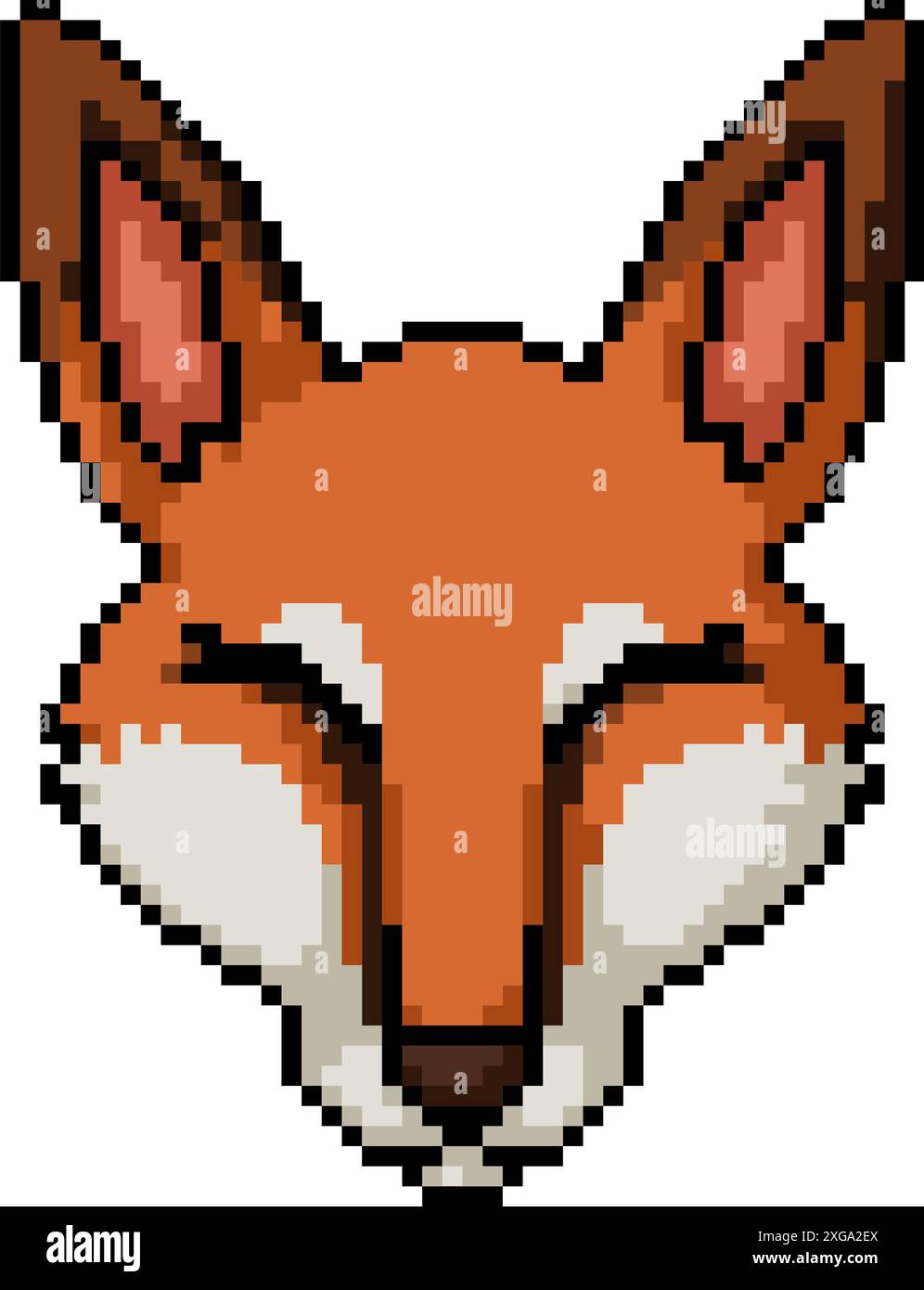 pixel art of fox face front isolated background Stock Vector