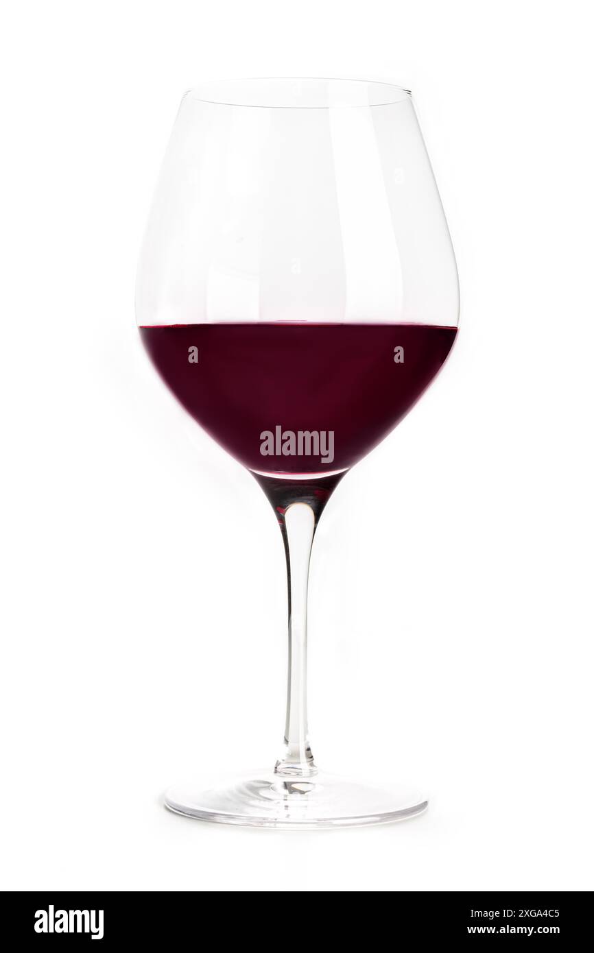 Red wine glass, isolated on a white background. Elegant cup wineglass, classic style Stock Photo