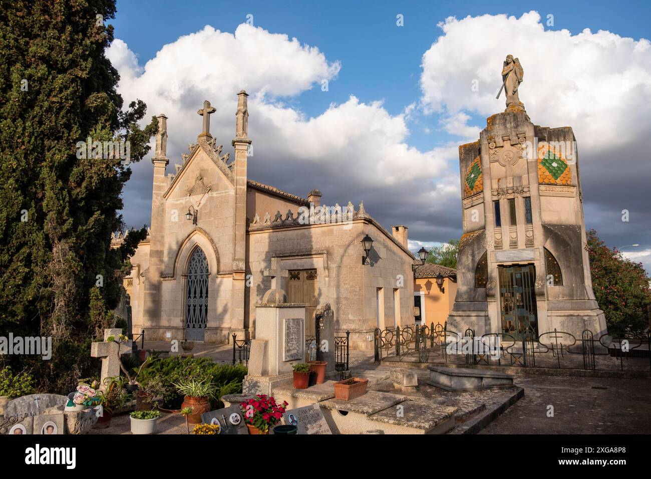 Modernist mausoleum of the Bestard family, 19th century, Santa Maria cemetery, Mallorca, Balearic Islands, Spain Stock Photo