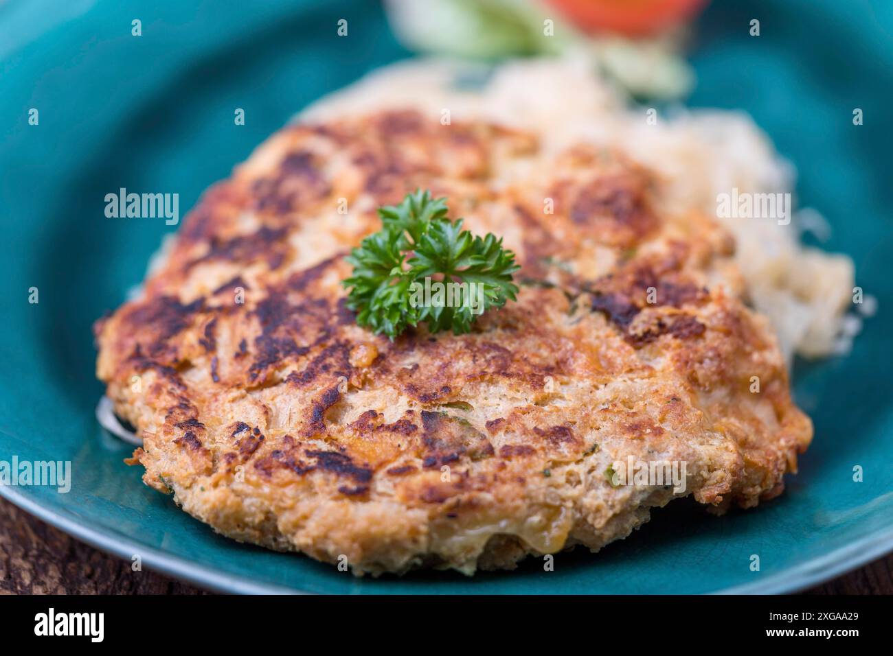 Austrian cheese dumpling with sauerkraut Stock Photo