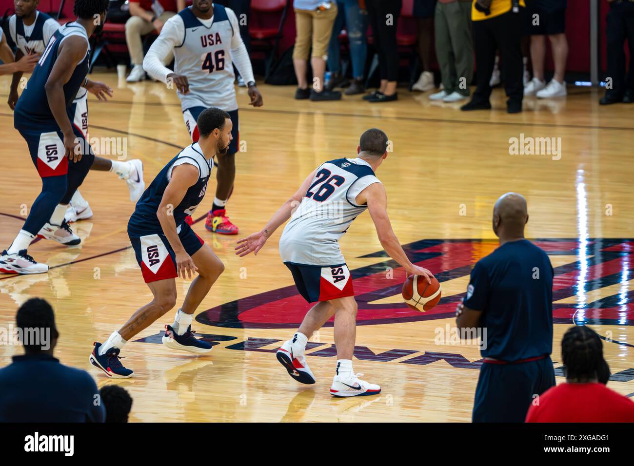 Payton Pritchard and Steph Curry Stock Photo