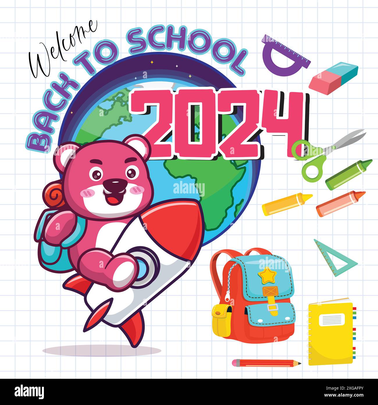 Hand drawn illustration for back to school Stock Vector