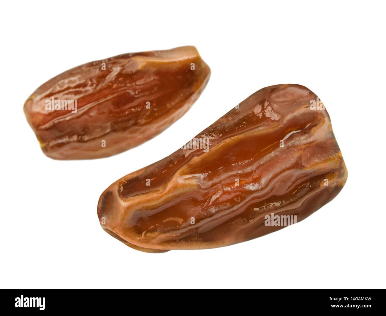 2 Dates isolated on white background Datteln Stock Photo