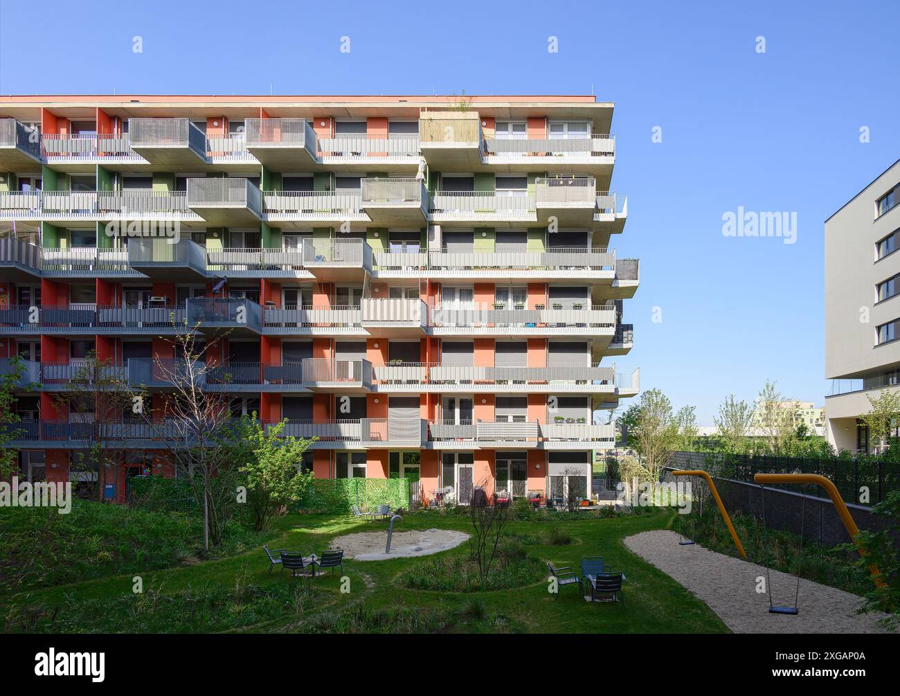 Vienna, Austria - Aspern H4 apartment building by WUP Architektur Stock Photo