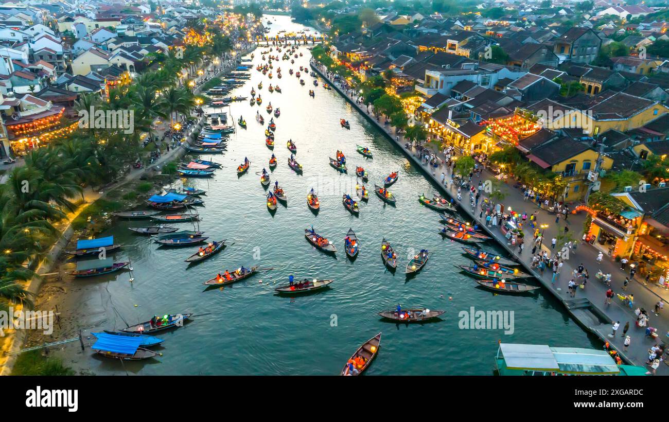 Aerial View Of Hoi An Ancient Town At Dusk Or Night This Place Is A