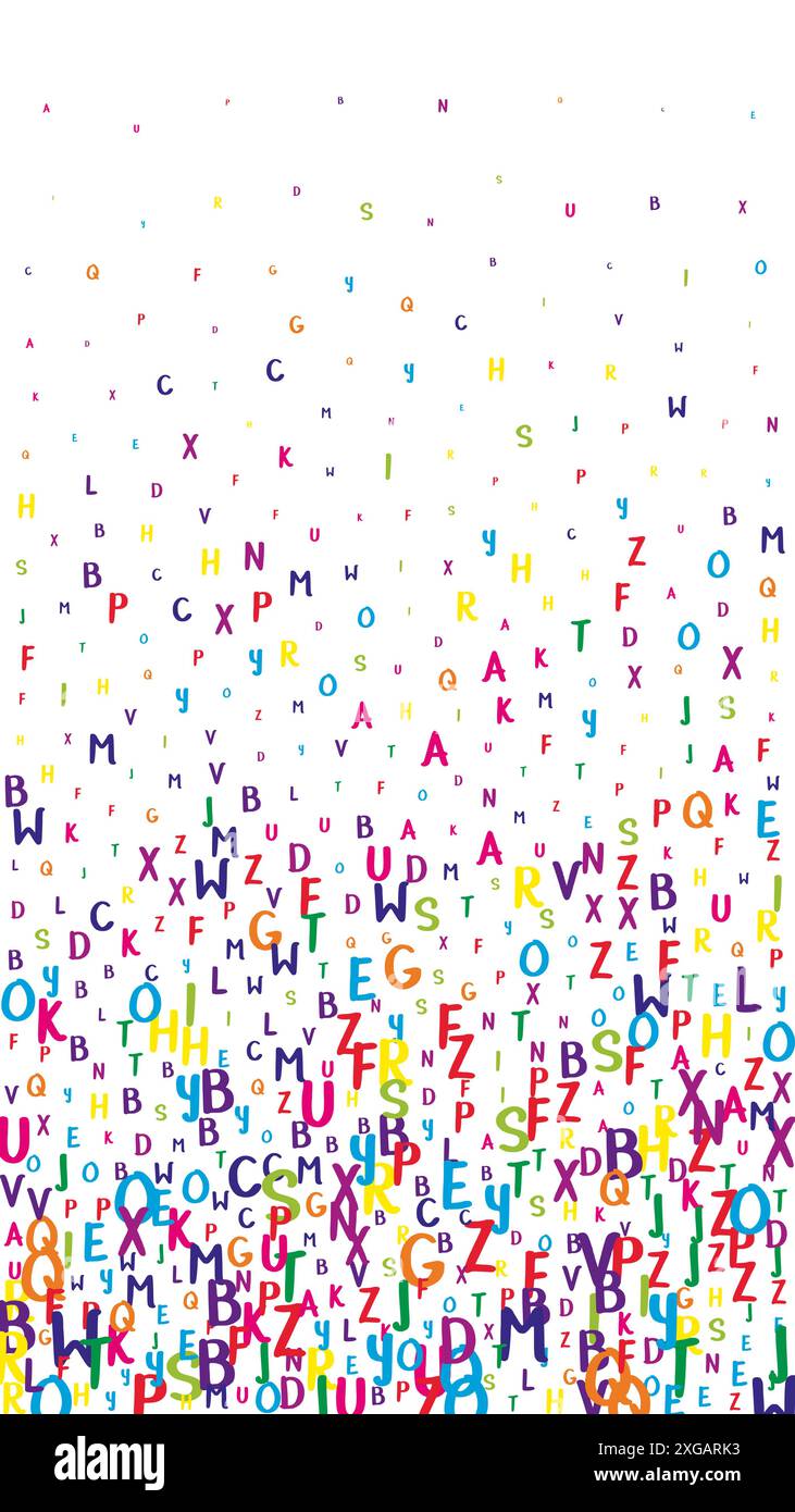 Scattered letters of latin alphabet. Colorful childish floating ...