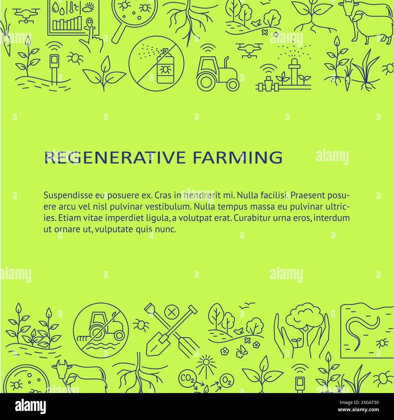 Regenerative farming banner in line style with place for text ...