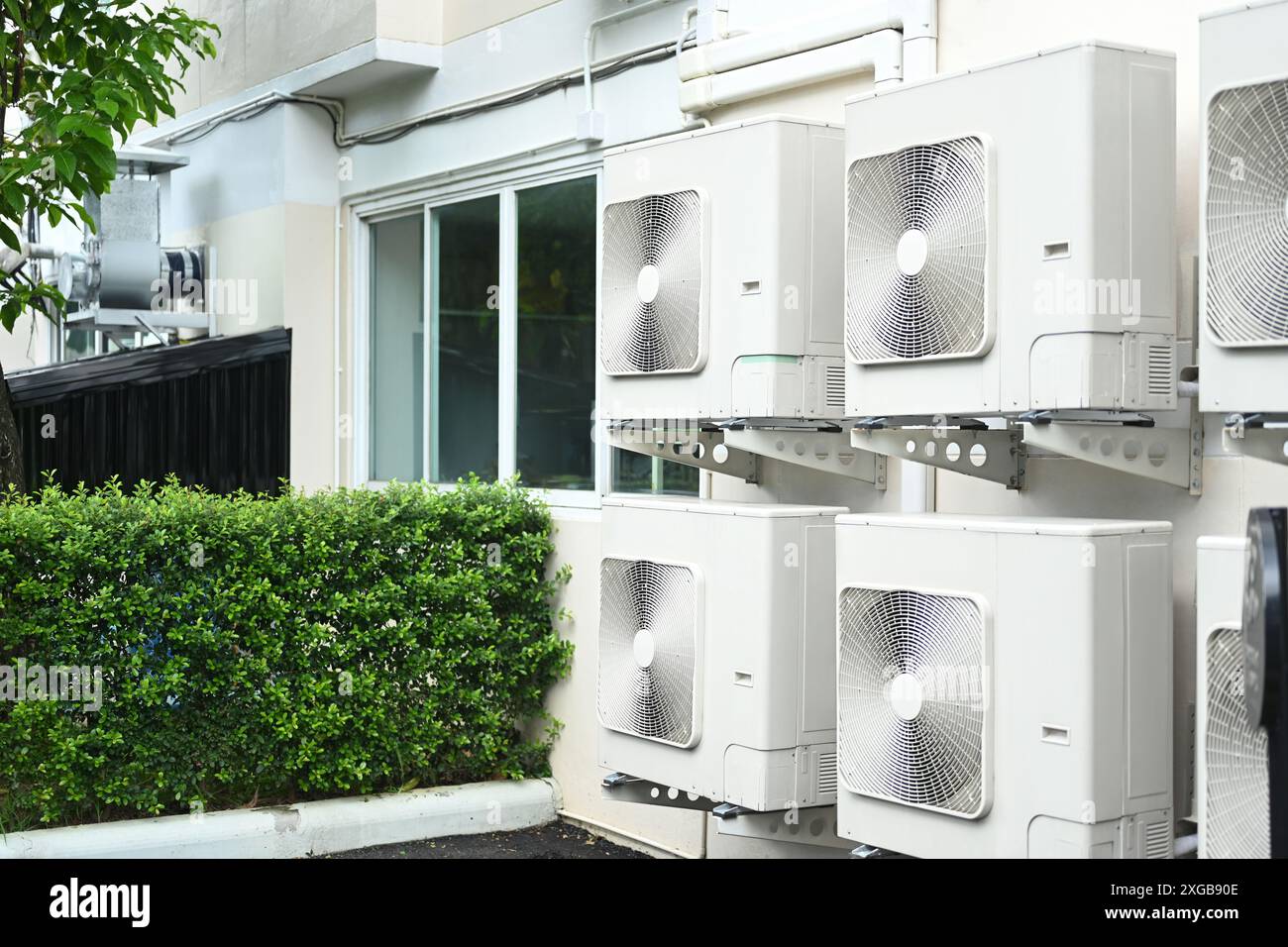 Air conditioning unit or compressor installed outside a building Stock ...