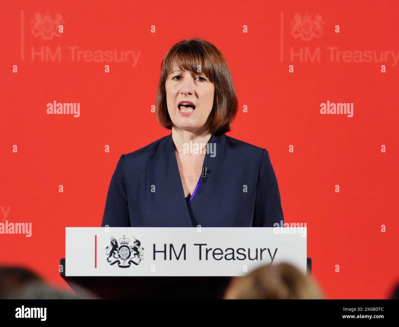 Chancellor Rachel Reeves giving a speech at the Treasury in London, to ...