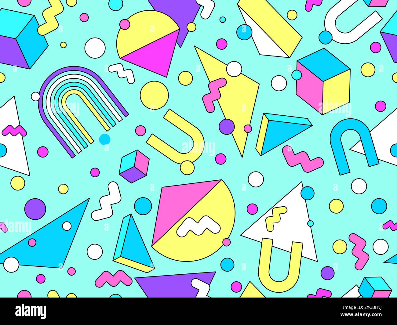 Geometric seamless pattern in 80s style. Colorful geometric pattern ...