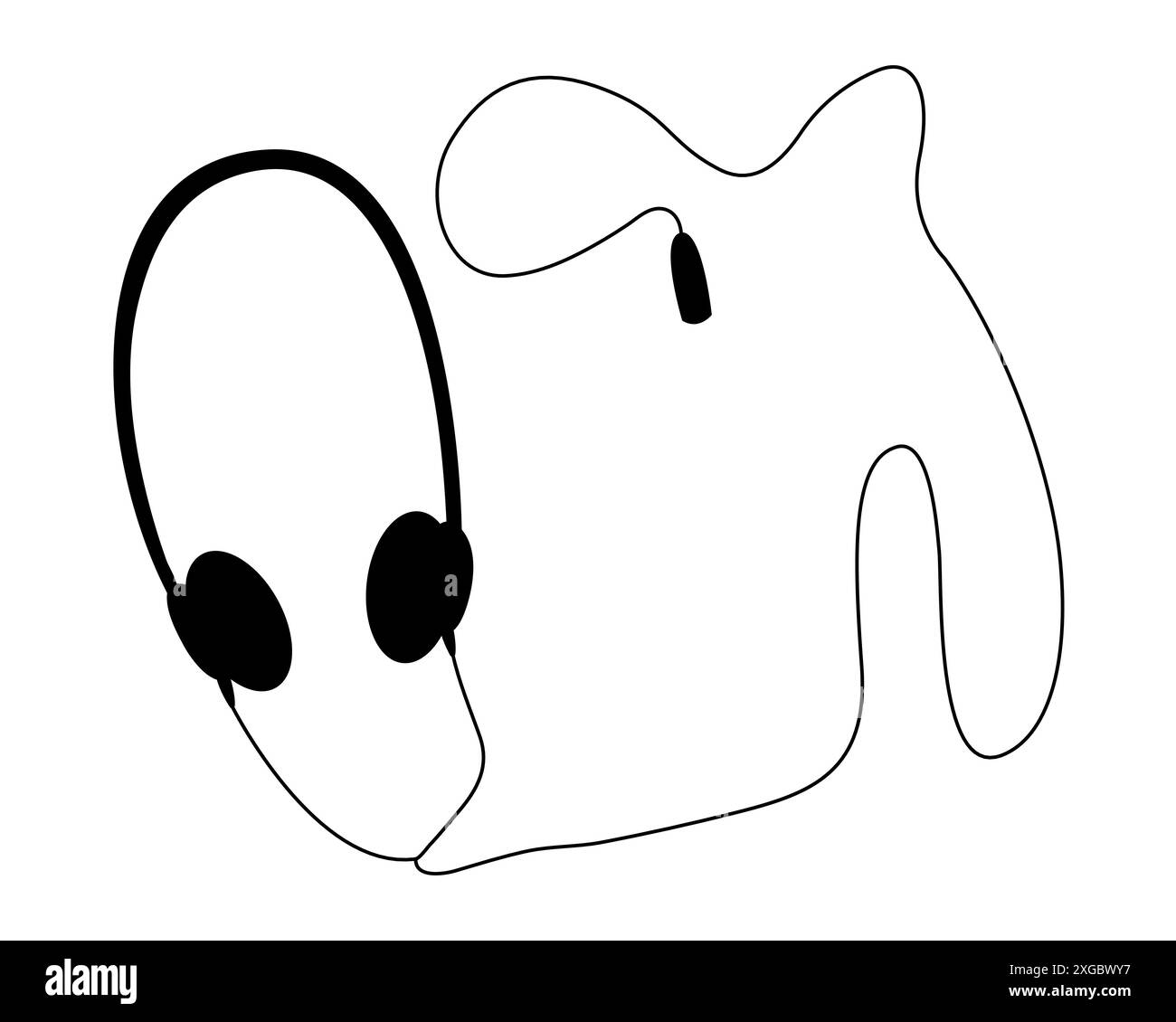 Vector wired headphones black silhouette Stock Vector Image & Art - Alamy