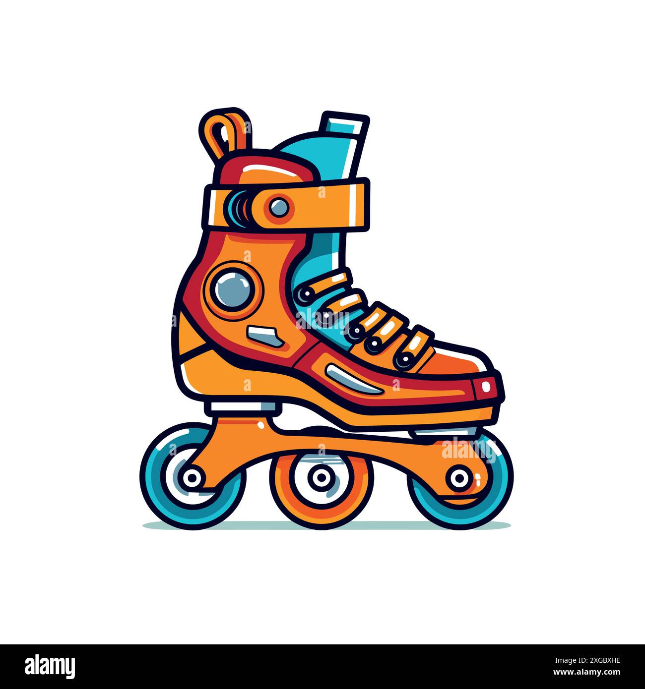 Vibrant Roller Skate Cartoon Illustration Stock Vector