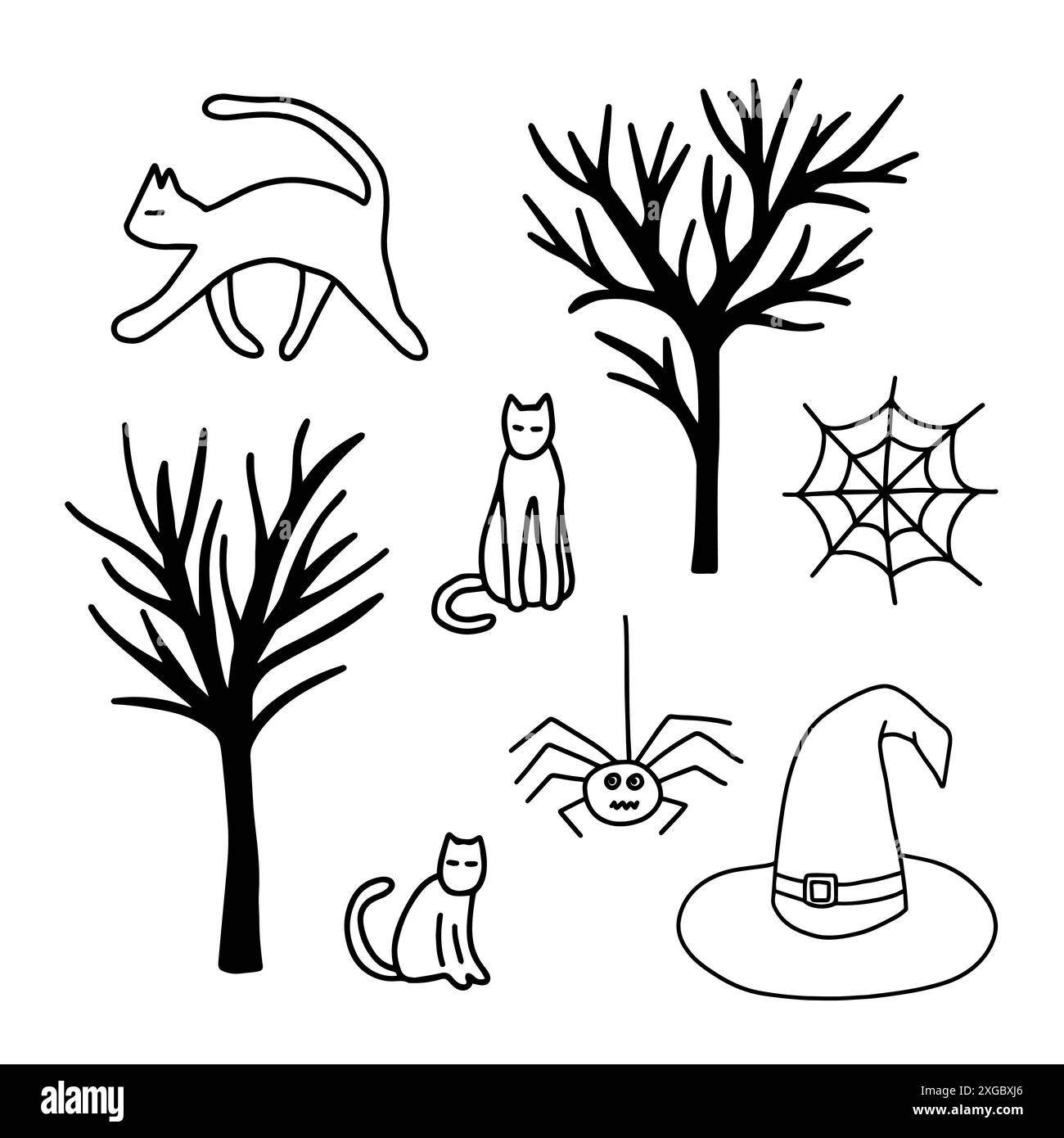  Vector Halloween doodle set Stock Vector Image & Art - Alamy 