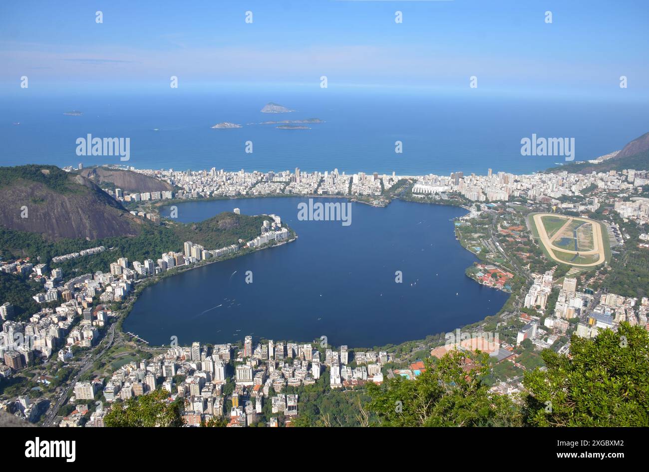 View of the lagoon from the statue of Christ the Redeemer on Corcovado ...