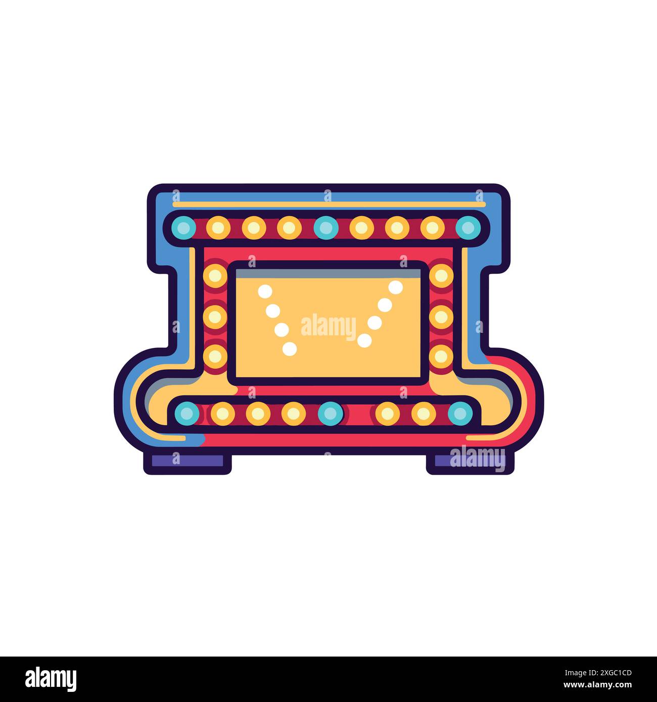 Retro Neon Marquee Sign Icon with Colorful Lights and Minimalist Design on White Background Stock Vector