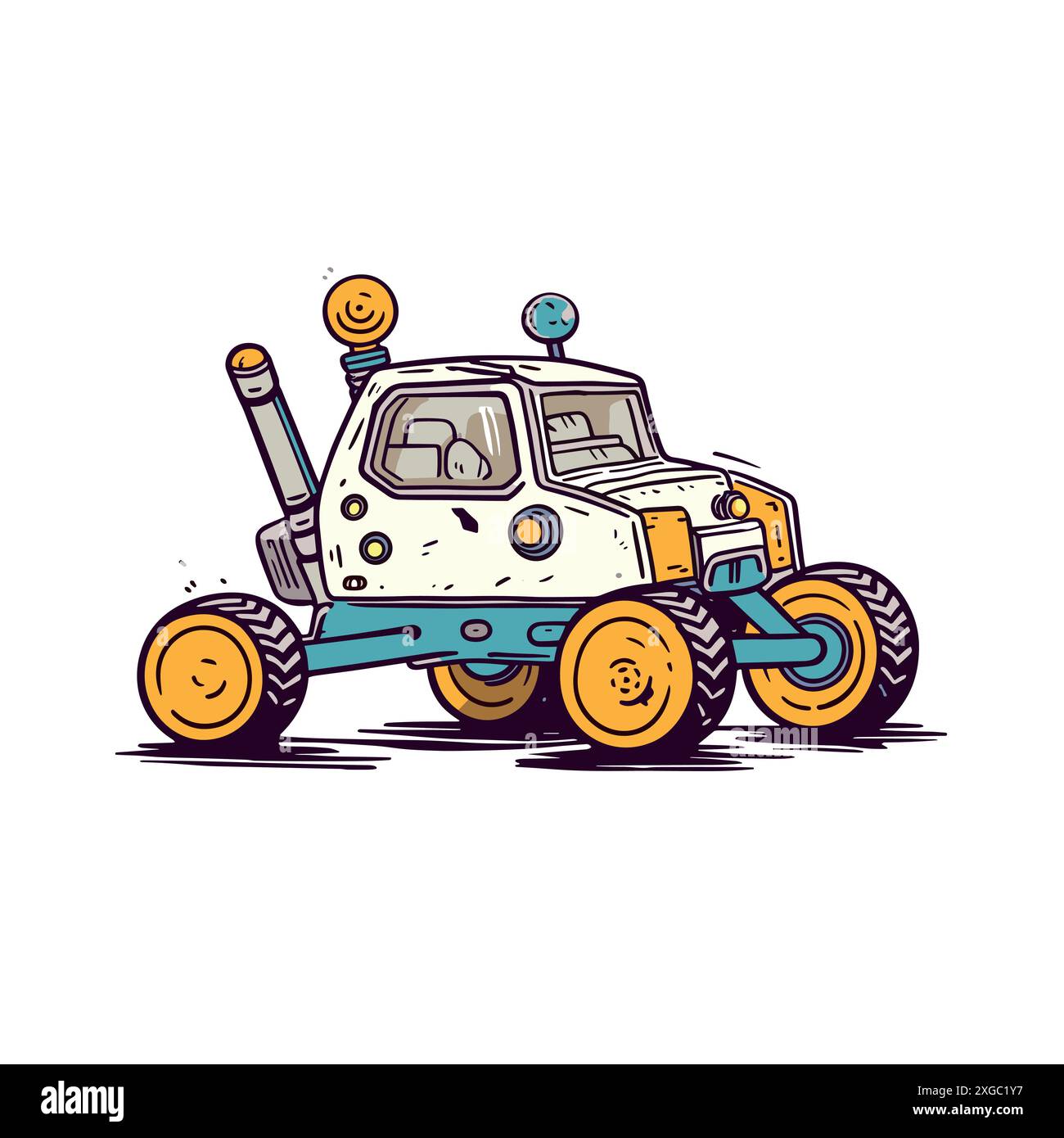 Retro Space Rover Icon with Colorful Details and Minimalist Design on ...