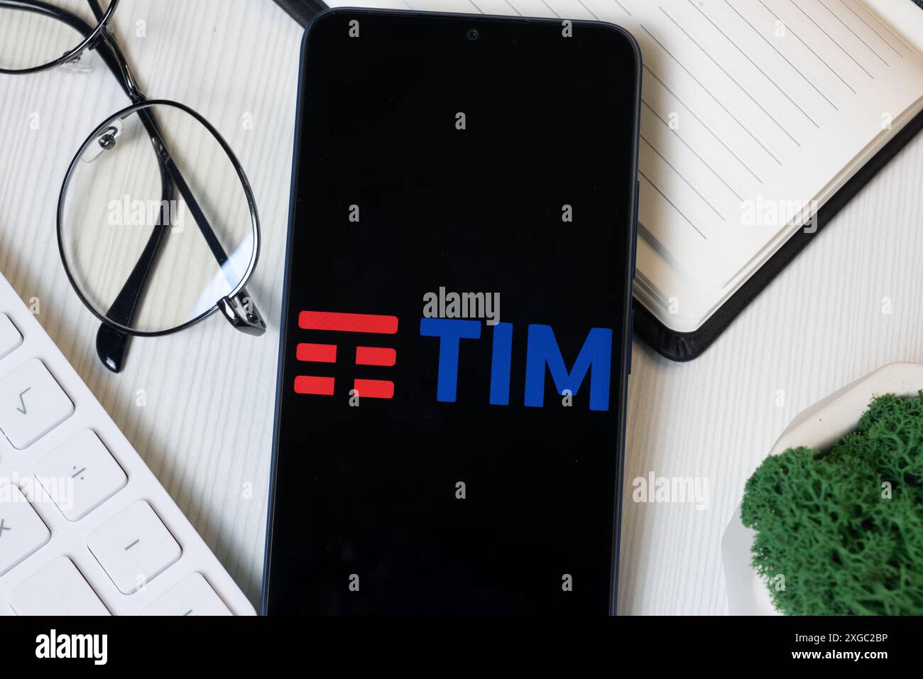 New York, USA - 11 June 2024: TIM Logo on Phone Screen, Company Icon ...