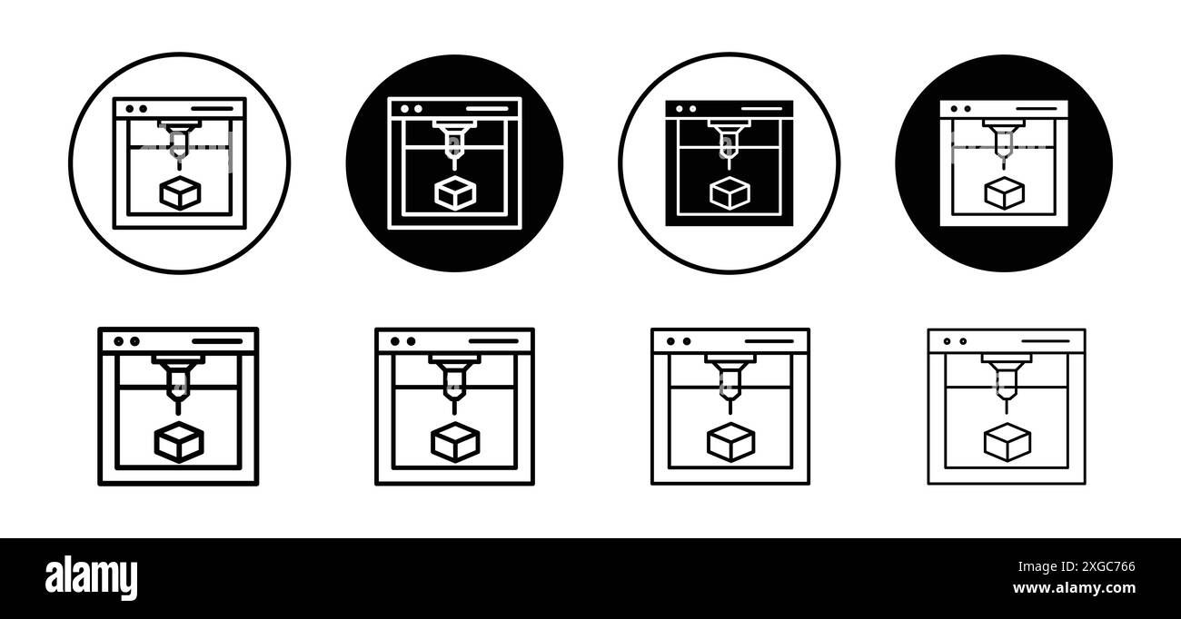 3D printer icon vector logo set collection for web app ui Stock Vector