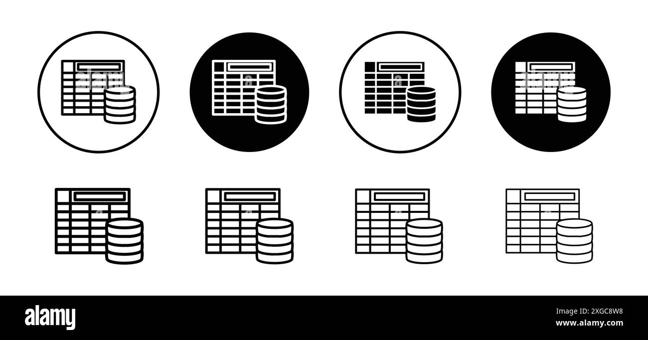 Data table icon vector logo set collection for web app ui Stock Vector