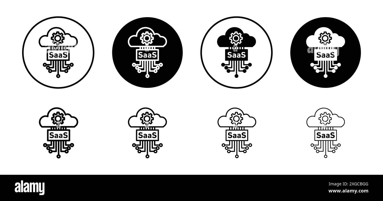 SaaS icon vector logo set collection for web app ui Stock Vector