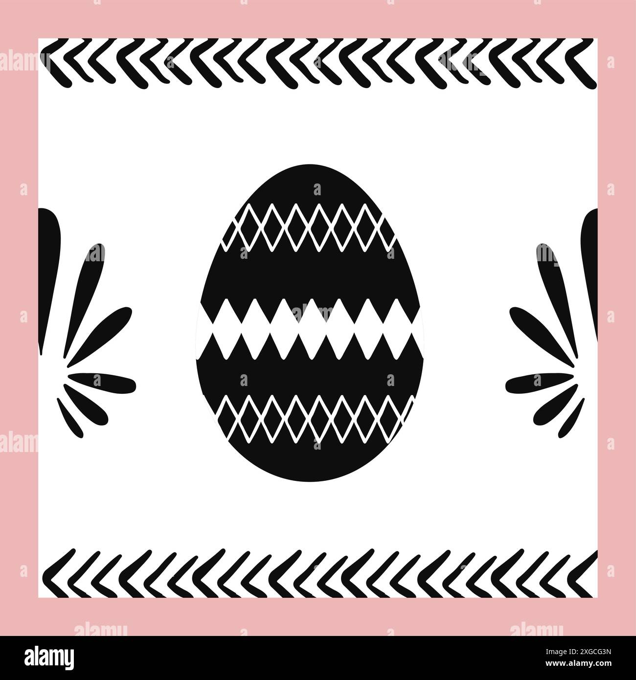 Black and White Happy Easter Linocut Seamless Pattern Stock Vector
