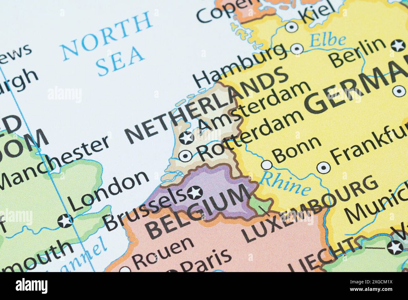 Macro Photo Of Netherlands Political Map With Country Frontiers And Macro Photo Of Netherlands Political Map With Country Frontiers And Most Importants Cities 2XGCM1X