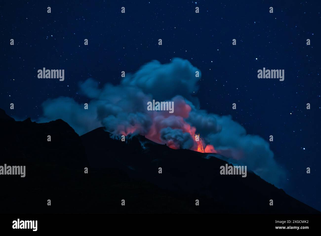 Eruption of Stromboli at night, 2024, Aeolian Islands Stock Photo - Alamy