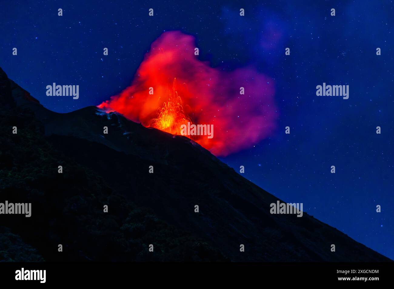 Eruption of Stromboli at night, 2024, Aeolian Islands Stock Photo - Alamy
