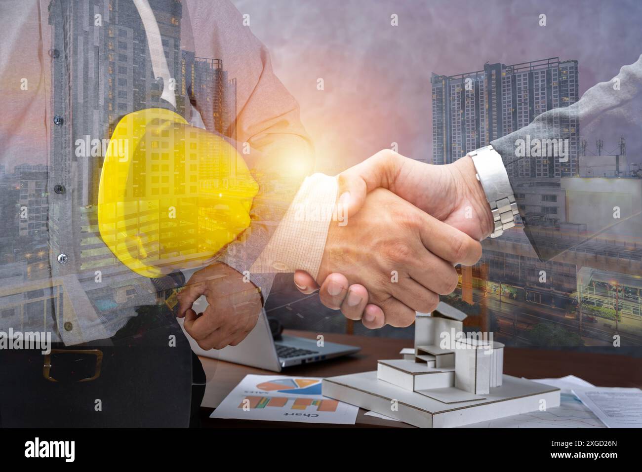 Engineers, designers and interior designers are handshake shack hands ...